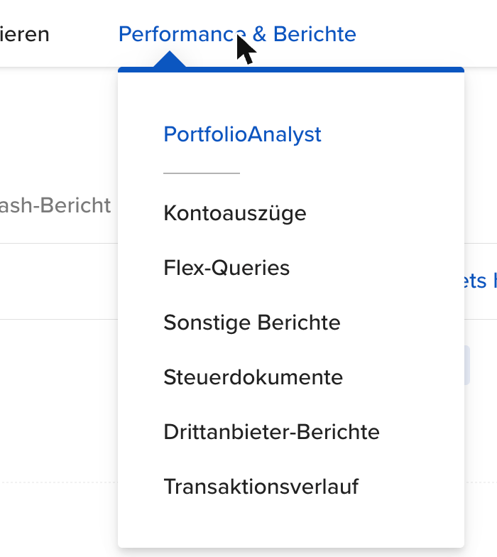 Menü Performance & Berichte mit dem Eintrag Flex-Queries